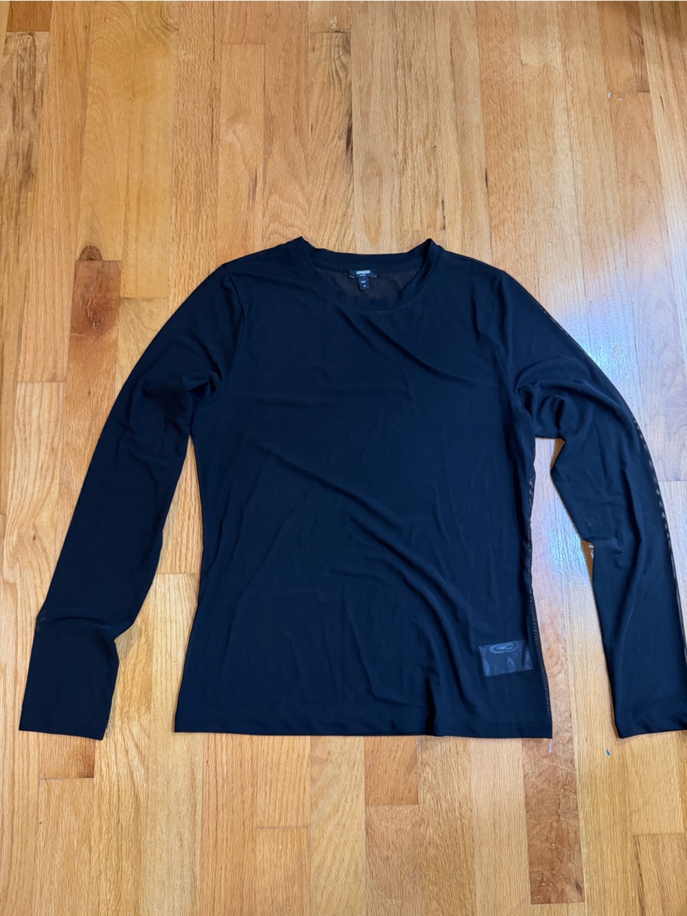 Express Fitted Black Sheer Mesh Long Sleeve Top – Women’s Medium